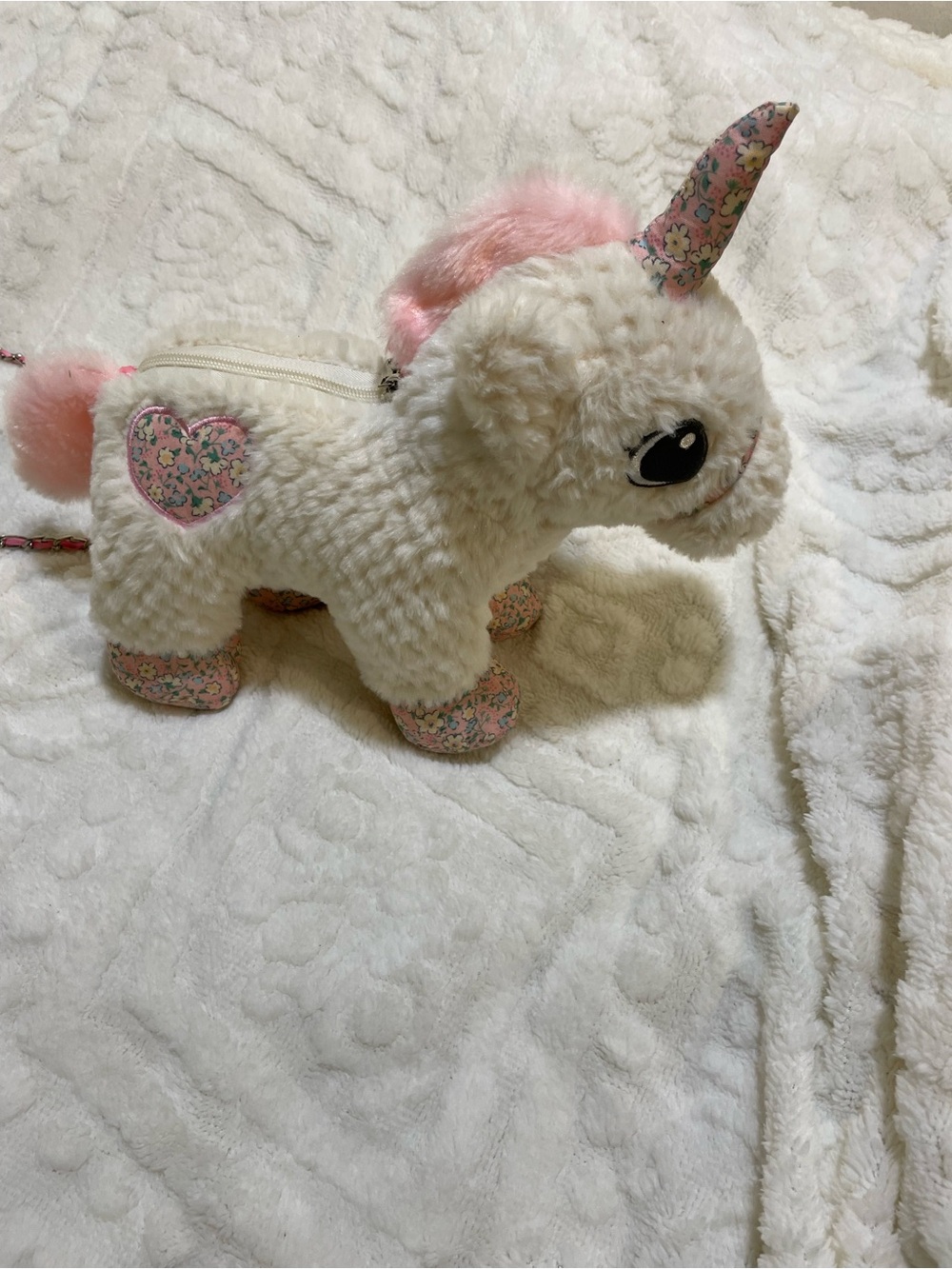 Plush White & Pink Unicorn Kids Coin Purse